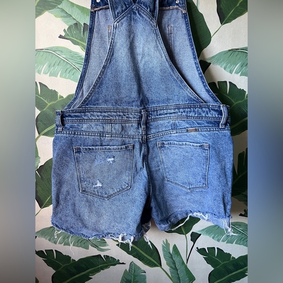 Kancan Denim Shortalls Distessed Overall Shorts Size L - Picture 5 of 6